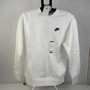 Nike Mens Sportswear Club Fleece Crewneck Sweatshirt White BV2662 100 Size S